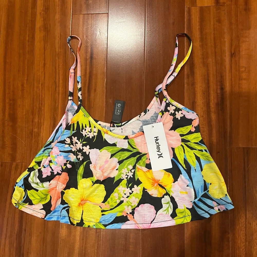Hurley‎ Tank Crop Top Floral Sunset District Swing Sleeveless New NWT Size XS